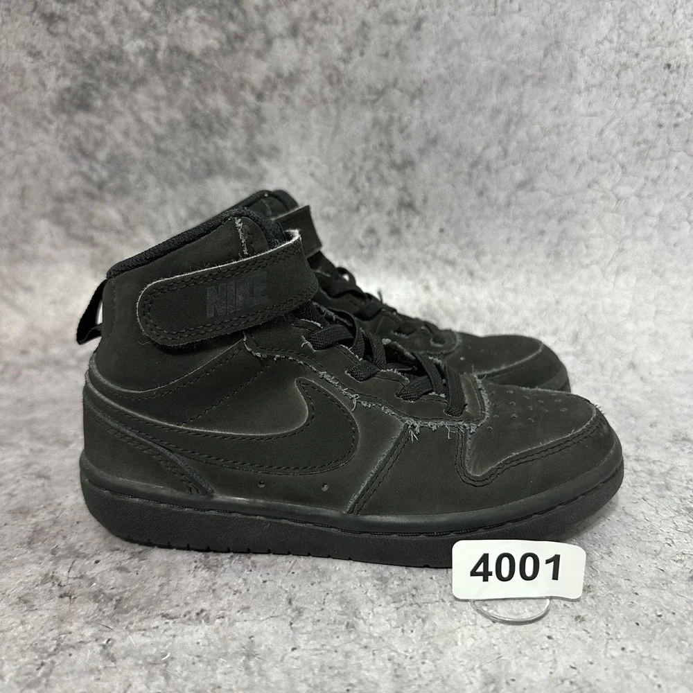 Nike Court Borough Mid 2 Kids 11C Black Sneakers CW5868-001 Mid Top Hook Loop